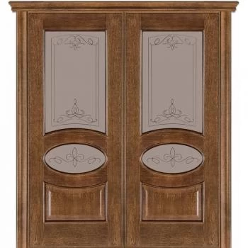 Межкомнатные двери в стиле прованс Caro 55 Дуб браун (застекленная)