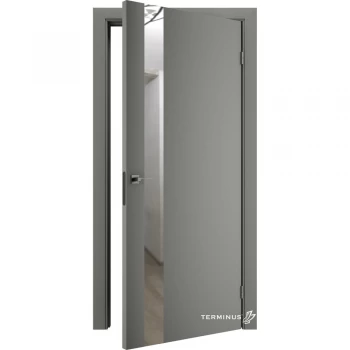 Межкомнатные двери серого цвета Solid 802 Оникс (зеркало серебро)