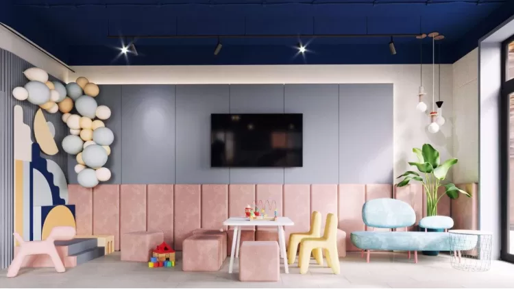 Зона ожидания в дизайн-проект детского салона красоты "Happy kids", 63 м.кв — студия дизайна 10:02 Design Burean