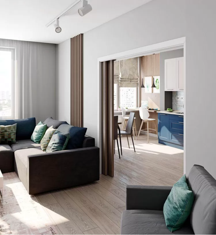 Гостиная в дизайн-проекте квартиры в ЖК Наш будинок, 95 м.кв.— 10:02 Design Burean