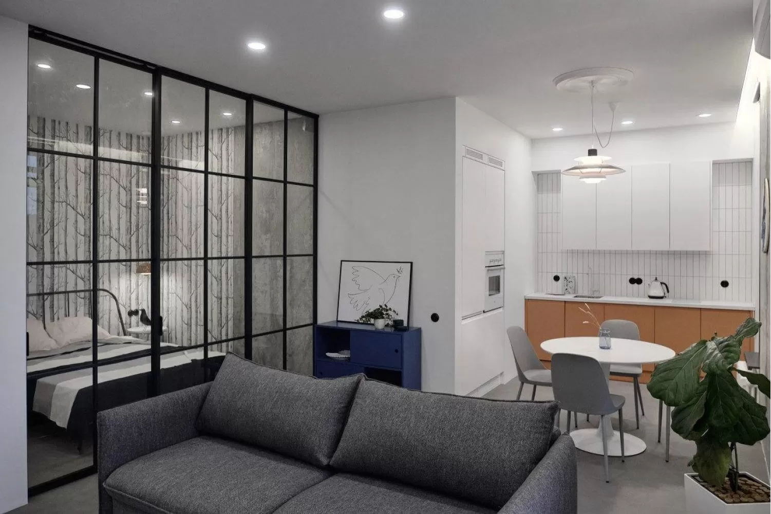 Гостиная   – отличное фото современного дизайна № 1383