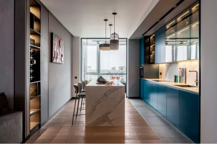 Кухня-гостиная – красивое фото современного интерьера № 2546