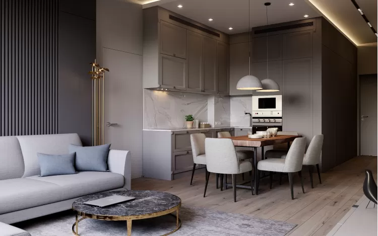 Кухня-гостиная — ЖК Французский Квартал — квартира 82 м.кв — Art Partner