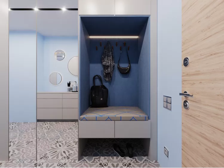 Прихожая в дизайн-проекте 3-комнатной квартиры в ЖК Республика — 82м.кв. — Between the walls