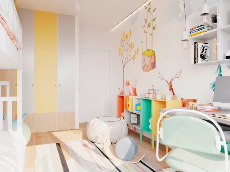 Детская в дизайн-проекте 3-комнатной квартиры в ЖК Республика — 82м.кв. — Between the walls