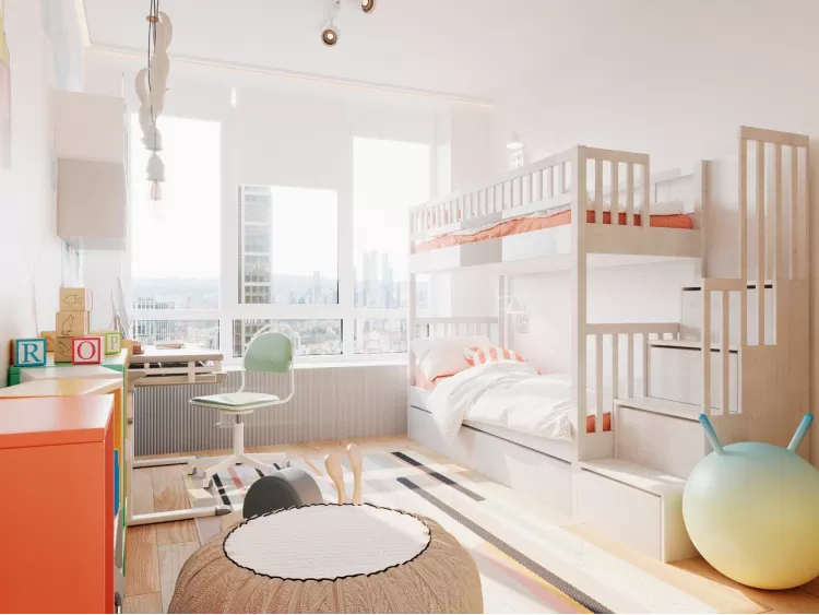 Детская в дизайн-проекте 3-комнатной квартиры в ЖК Республика — 82м.кв. — Between the walls