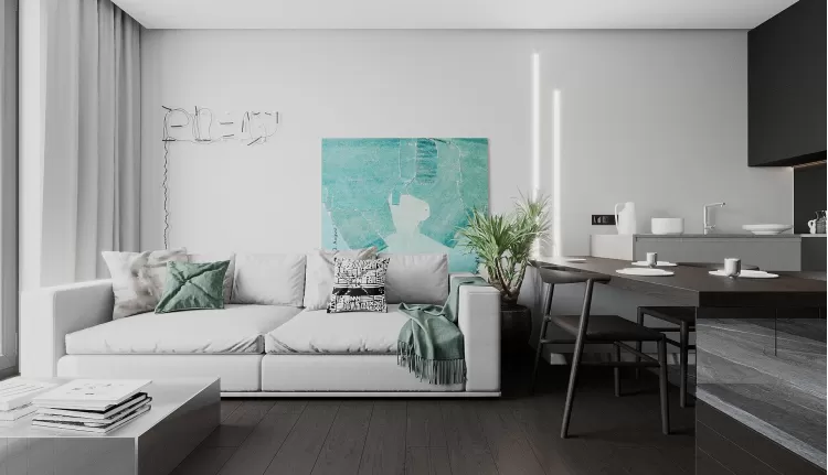  Дизайн-проект квартиры- студии в ЖК Рыбальский — 45м.кв. — Between the walls