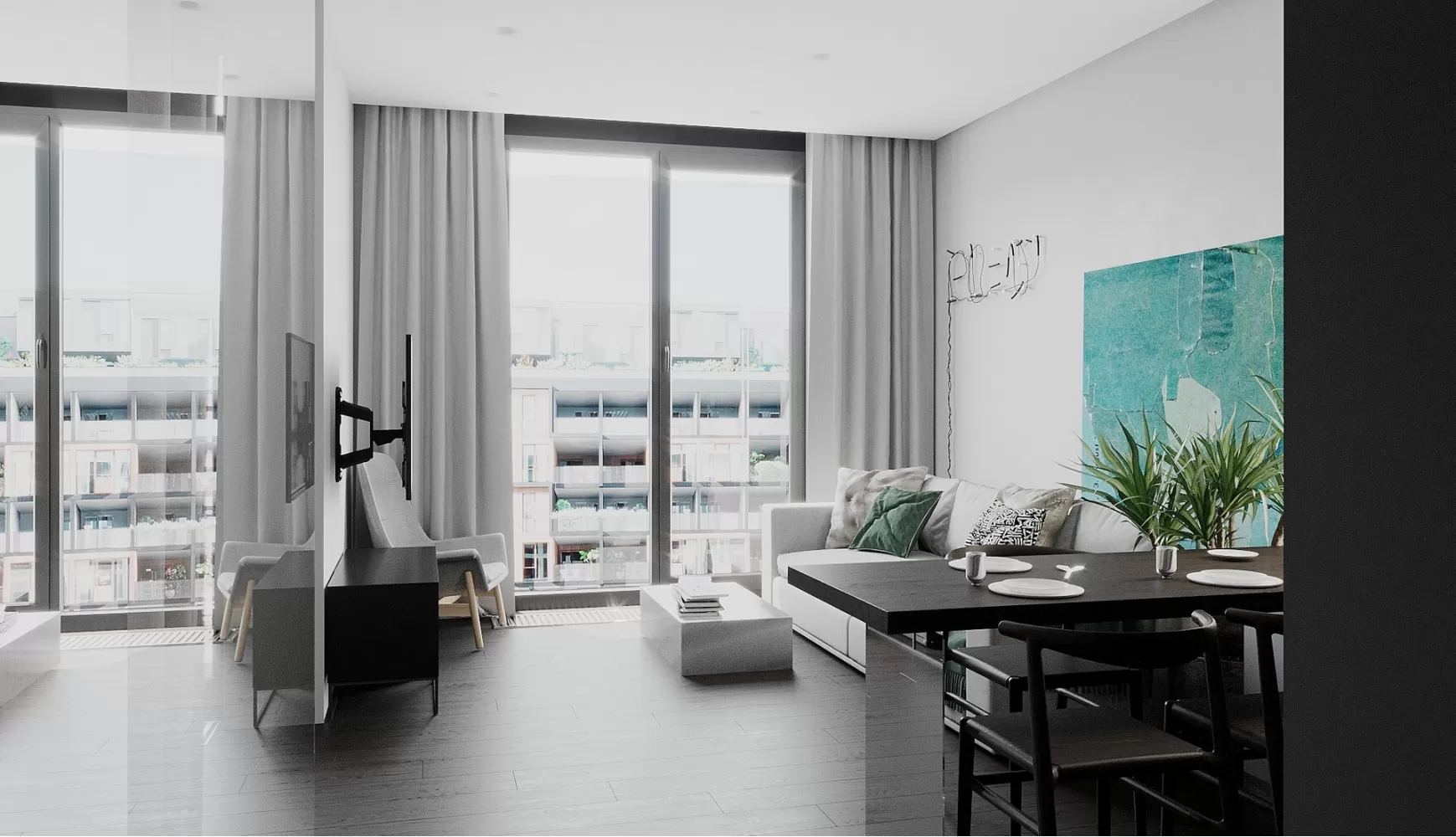  Дизайн-проект квартиры- студии в ЖК Рыбальский — 45м.кв. — Between the walls