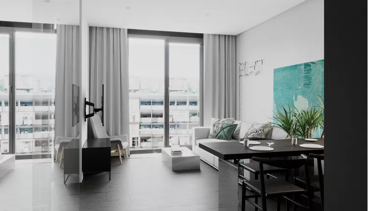  Дизайн-проект квартиры- студии в ЖК Рыбальский — 45м.кв. — Between the walls