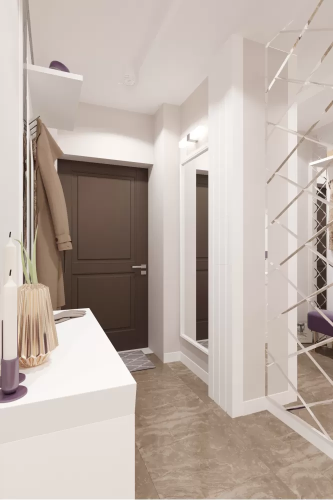 Прихожая в дизайн-проекте 3-комнатной квартиры ЖК Аметист - 84м.кв. — BoDesign