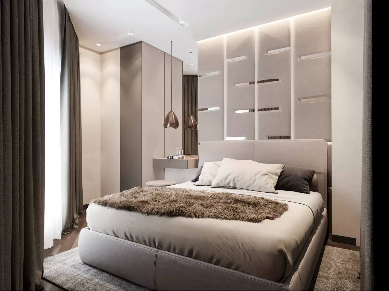 Спальня в дизайн-проекті 3-кімнатної квартири ЖК Аметист – 84м.кв. - BoDesign