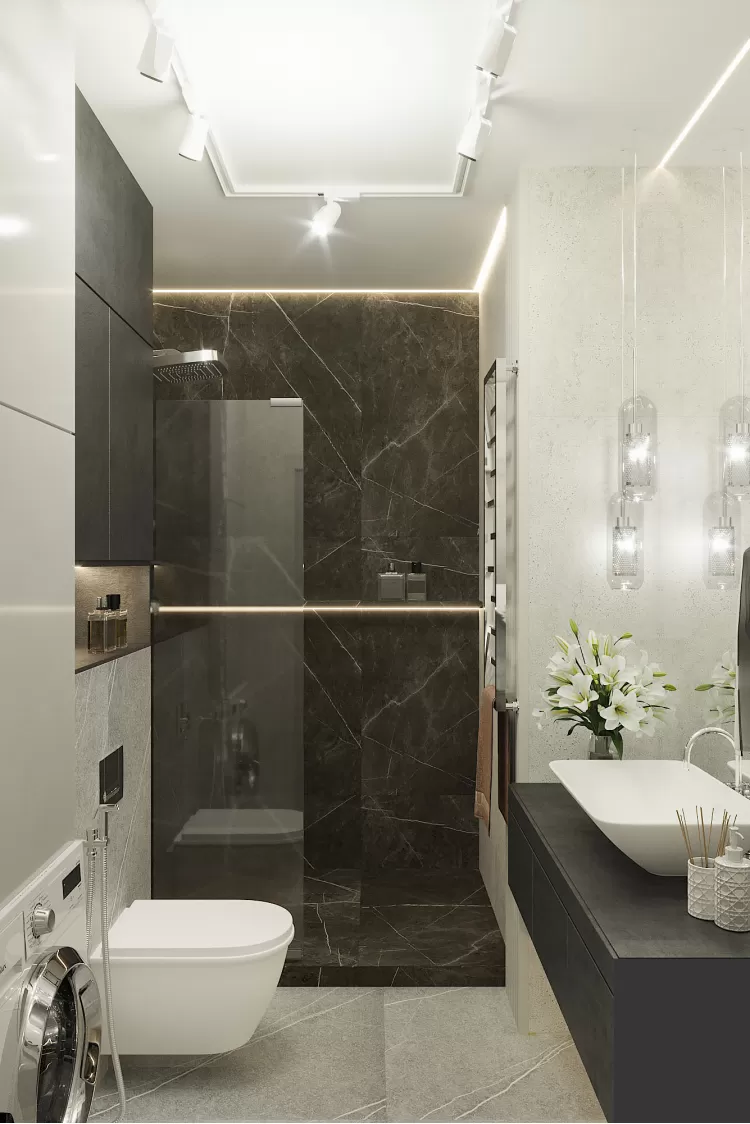 Фотография: Ванная – Дизайн 2-комнатной квартиры в ЖК Город Цветов – 260