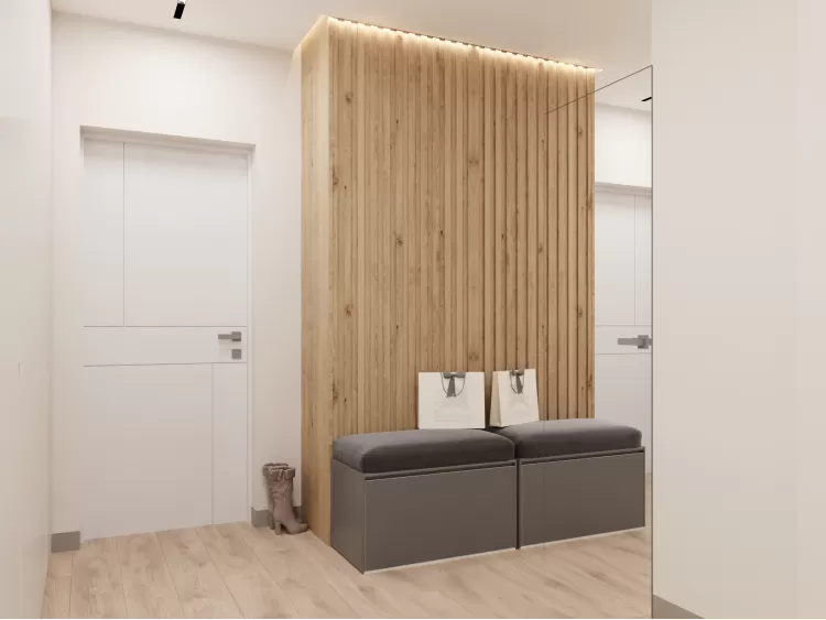 Прихожая в дизайн-проекте 2-комнатной квартиры ЖК Город Цветов — BoDesign