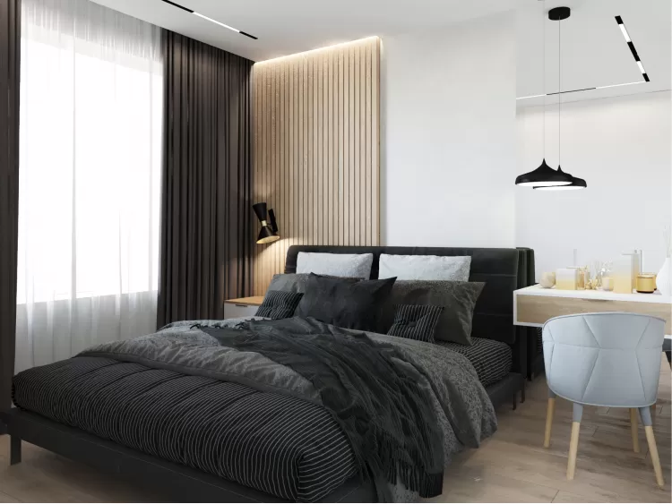 Спальня в дизайн-проекте 2-комнатной квартиры ЖК Город Цветов — BoDesign