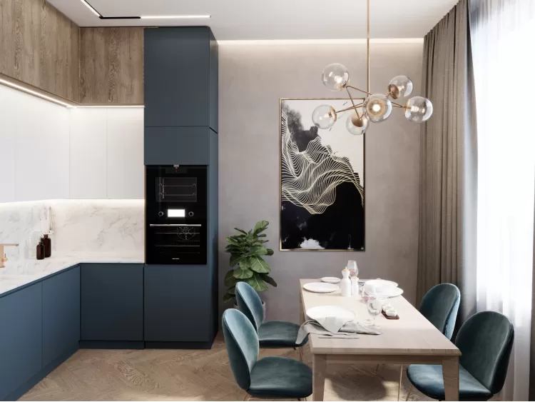 Кухня-їдальня в дизайн-проекті квартири-студії в ЖК Кристал Парк - 46м.кв. - BoDesign