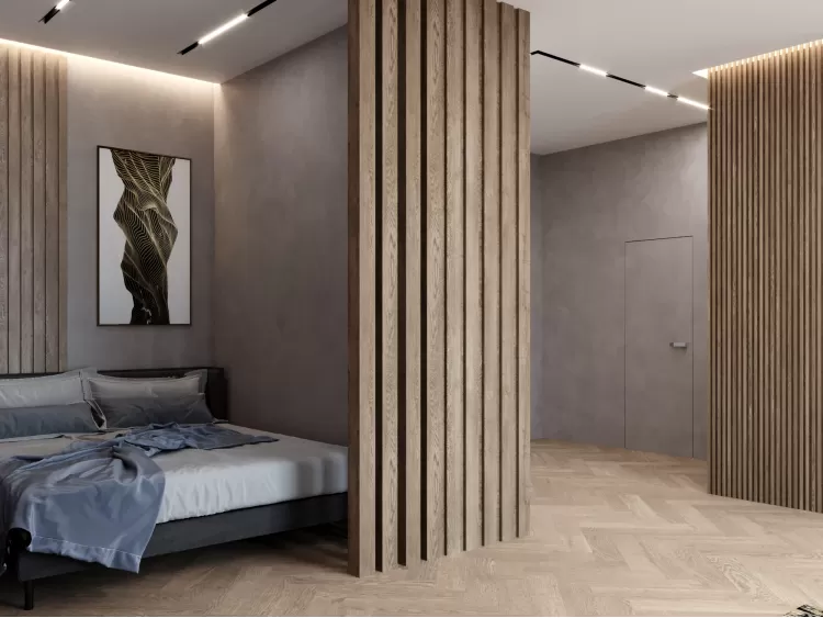 Спальня в дизайн-проекте  квартиры-студии в ЖК Кристал Парк — 46м.кв. — BoDesign
