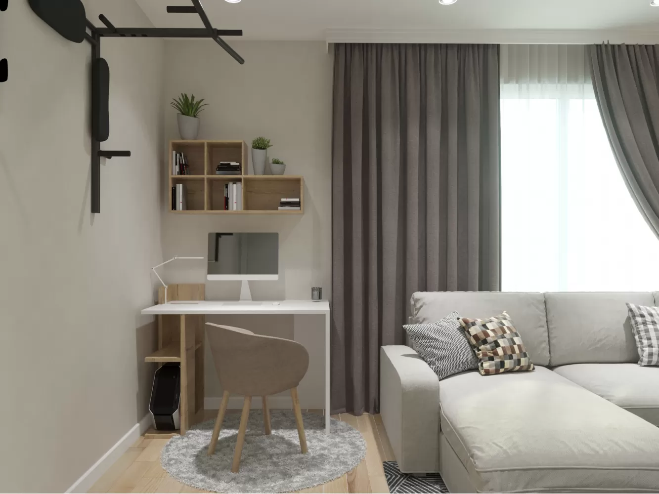 Гостиная в дизайн-проекте  квартиры в ЖК Соломенский  — BoDesign