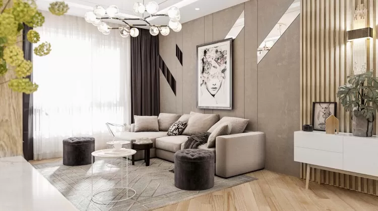 Вітальня в дизайн-проекті 2-кімнатної квартири ЖК Варшавський, 68м.кв — BoDesign