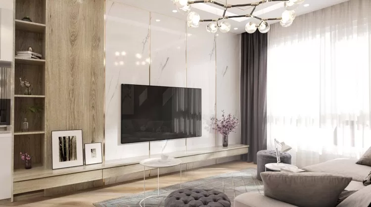 Вітальня в дизайн-проекті 2-кімнатної квартири ЖК Варшавський, 68м.кв — BoDesign