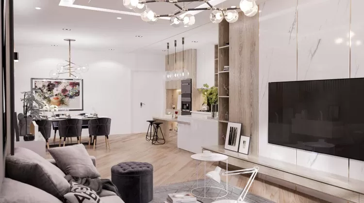 Обідня зона в дизайн-проекті 2-кімнатної квартири ЖК Варшавський, 68м.кв — BoDesign