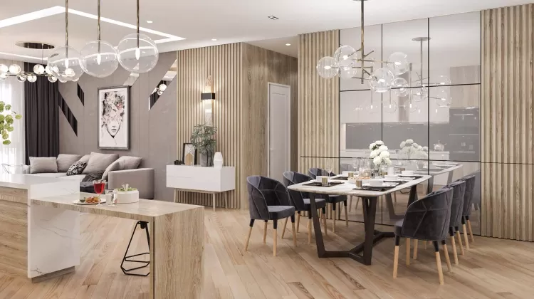 Обідня зона в дизайн-проекті 2-кімнатної квартири ЖК Варшавський, 68м.кв — BoDesign