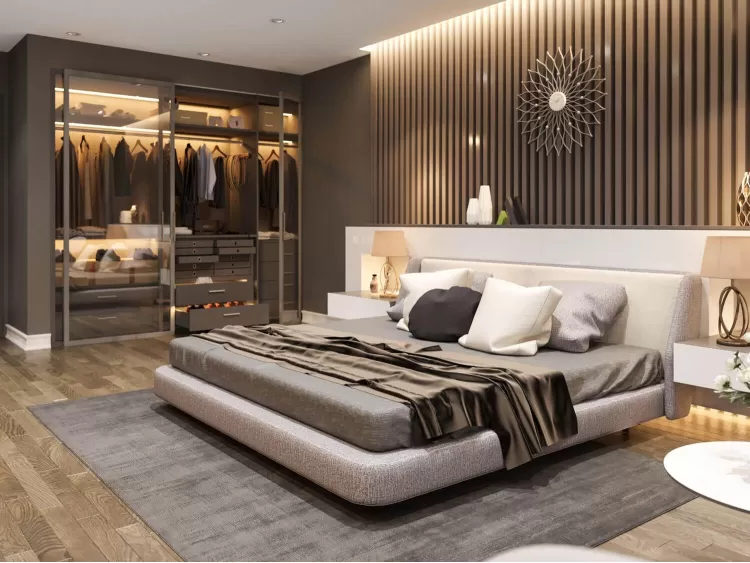 Спальня  в дизайн-проекте 2-комнатной квартиры ЖК Варшавский,68м.кв — BoDesign