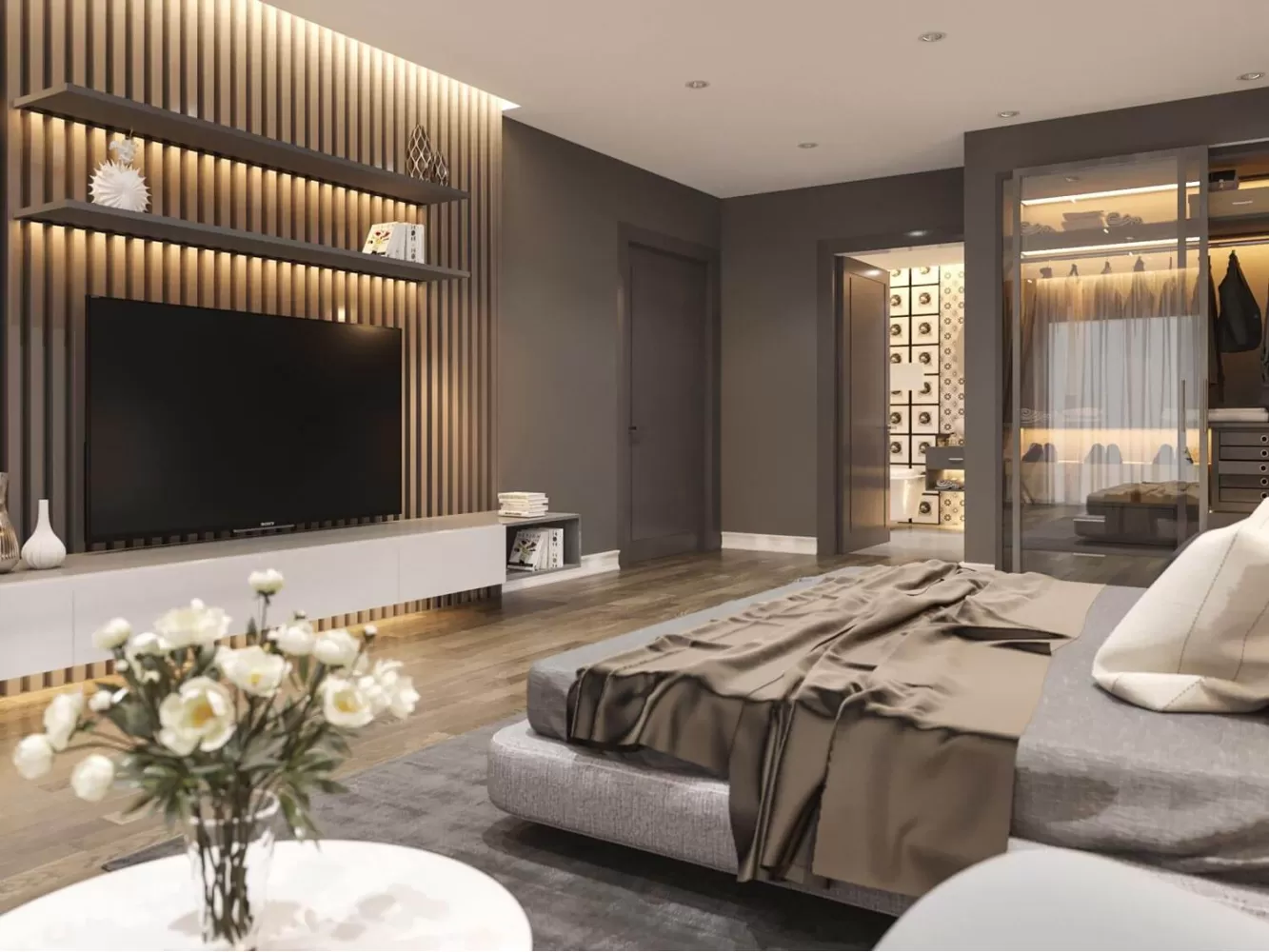 Спальня в дизайн-проекті 2-кімнатної квартири ЖК Варшавський, 68м.кв — BoDesign