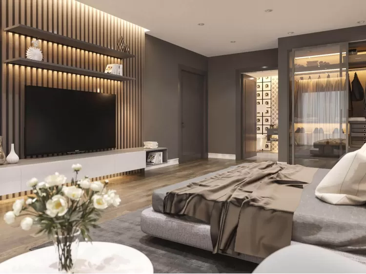 Спальня  в дизайн-проекте 2-комнатной квартиры ЖК Варшавский,68м.кв — BoDesign