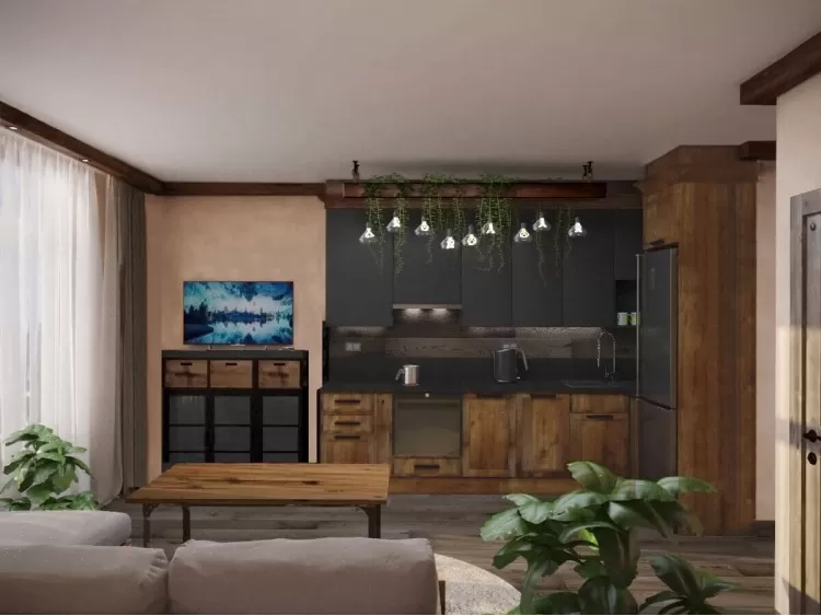 Кухня с гостиной  в дизайн-проекте квартиры 67м.кв. —  студия дизайна HD-DESIGN