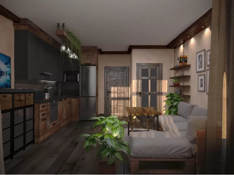 Кухня с гостиной   в дизайн-проекте квартиры 67м.кв. —  студия дизайна HD-DESIGN