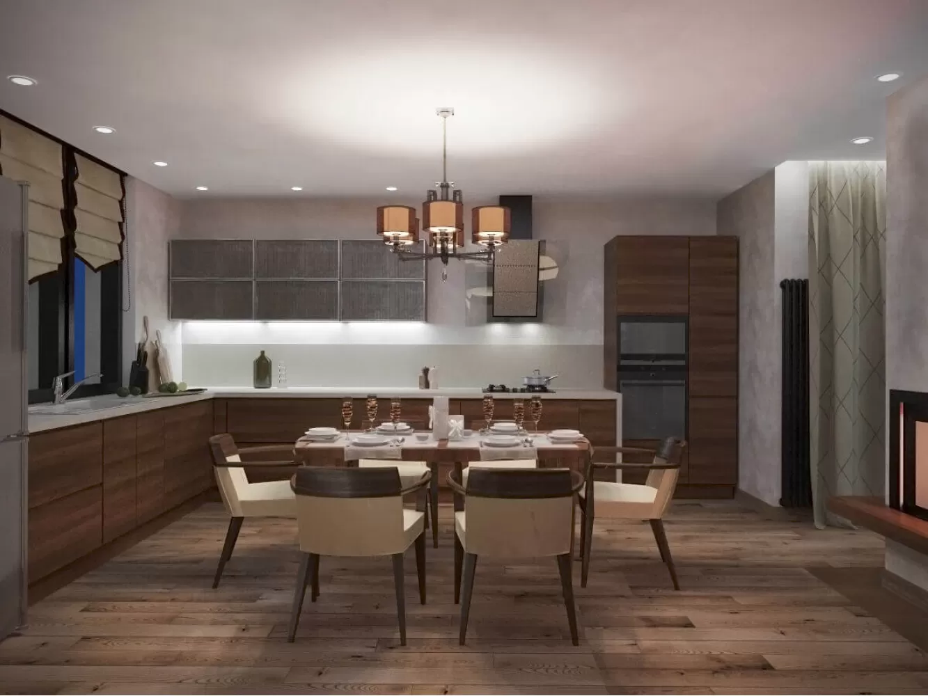 Кухня у дизайн-проекті двоповерхового котеджу ЖК Білий шоколад-Villago, 200 м.кв. - студія дизайну HD-DESIGN