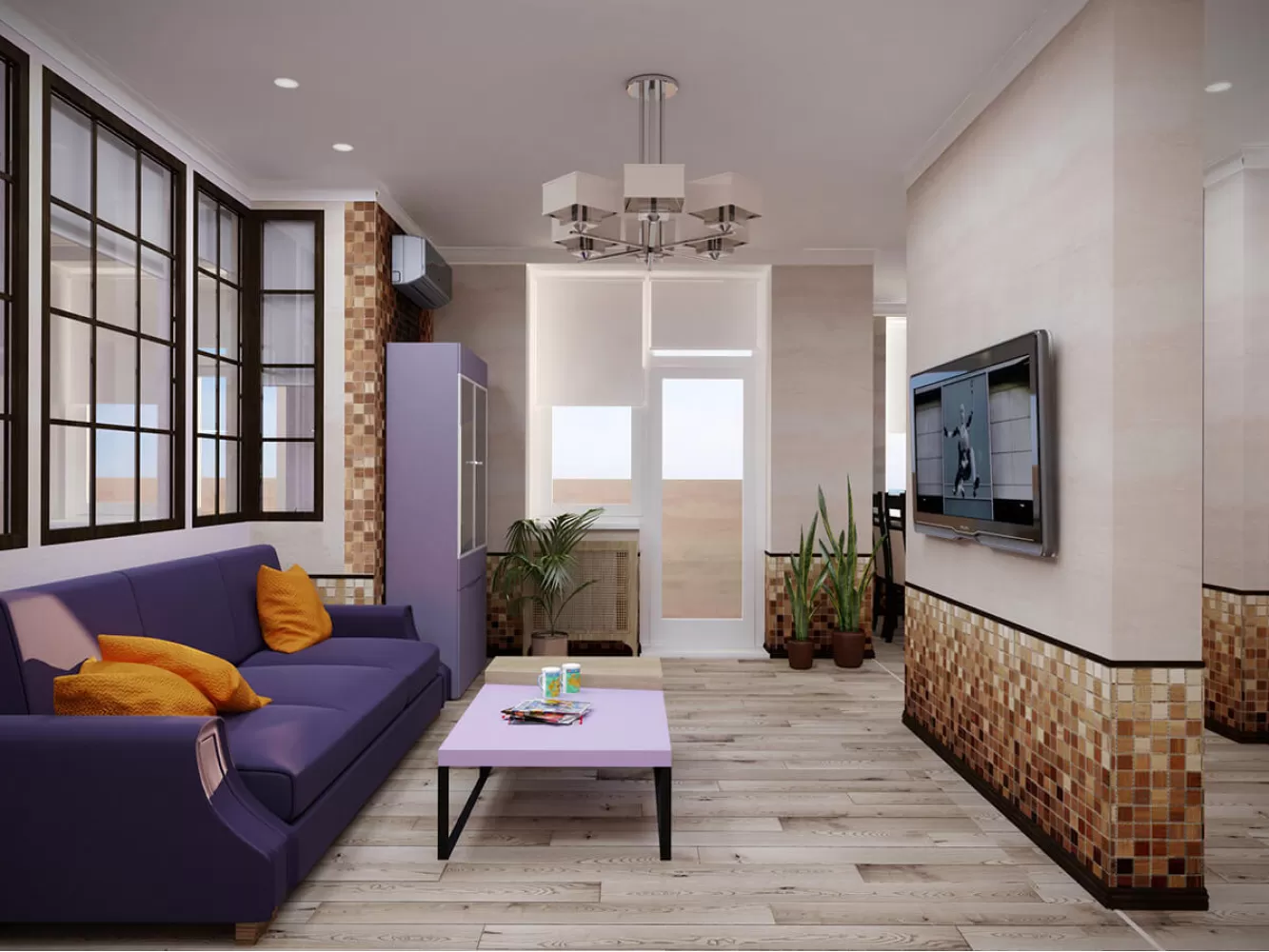 Гостиная в дизайн-проекте 3-комнатной квартиры ЖК Старокиевский, 102м.кв. — HD-DESIGN