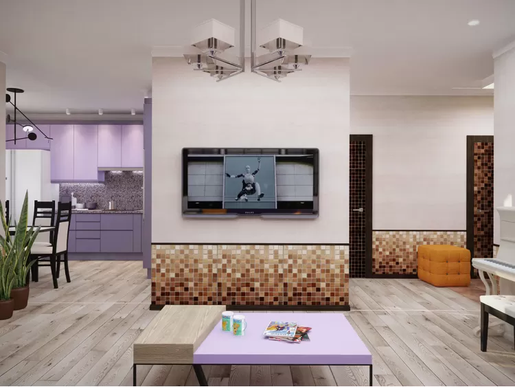 Вітальня в дизайн-проекті 3-кімнатної квартири ЖК Старокиївський, 102м.кв. - HD-DESIGN