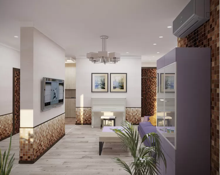 Вітальня в дизайн-проекті 3-кімнатної квартири ЖК Старокиївський, 102м.кв. - HD-DESIGN