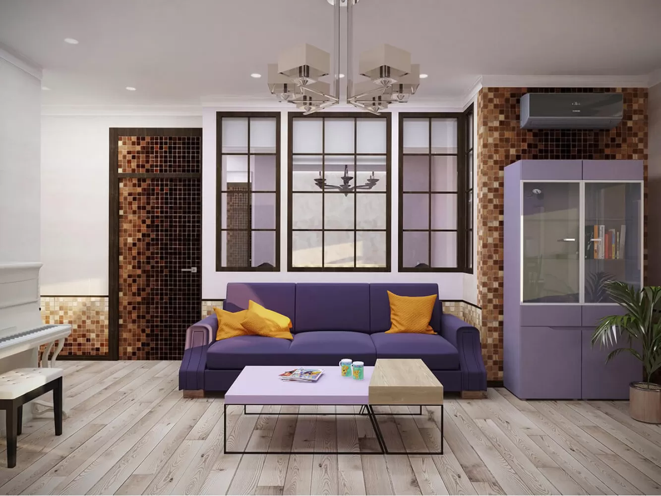 Гостиная в дизайн-проекте 3-комнатной квартиры ЖК Старокиевский, 102м.кв. — HD-DESIGN