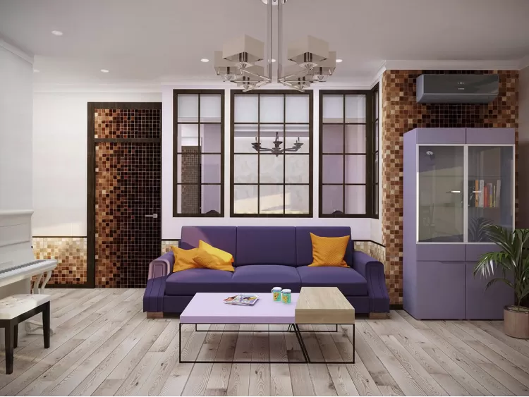 Гостиная в дизайн-проекте 3-комнатной квартиры ЖК Старокиевский, 102м.кв. — HD-DESIGN