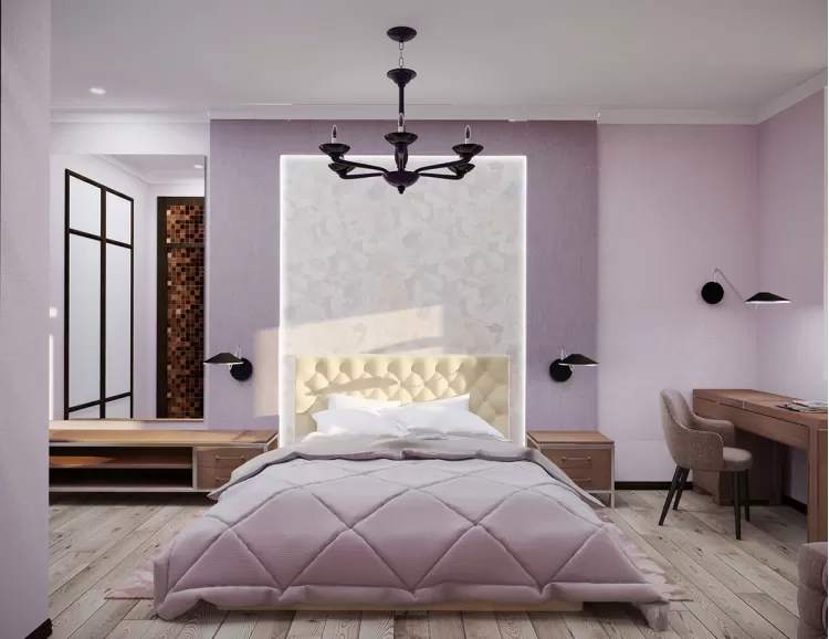 Спальня в дизайн-проекте 3-комнатной квартиры ЖК Старокиевский, 102м.кв. — HD-DESIGN