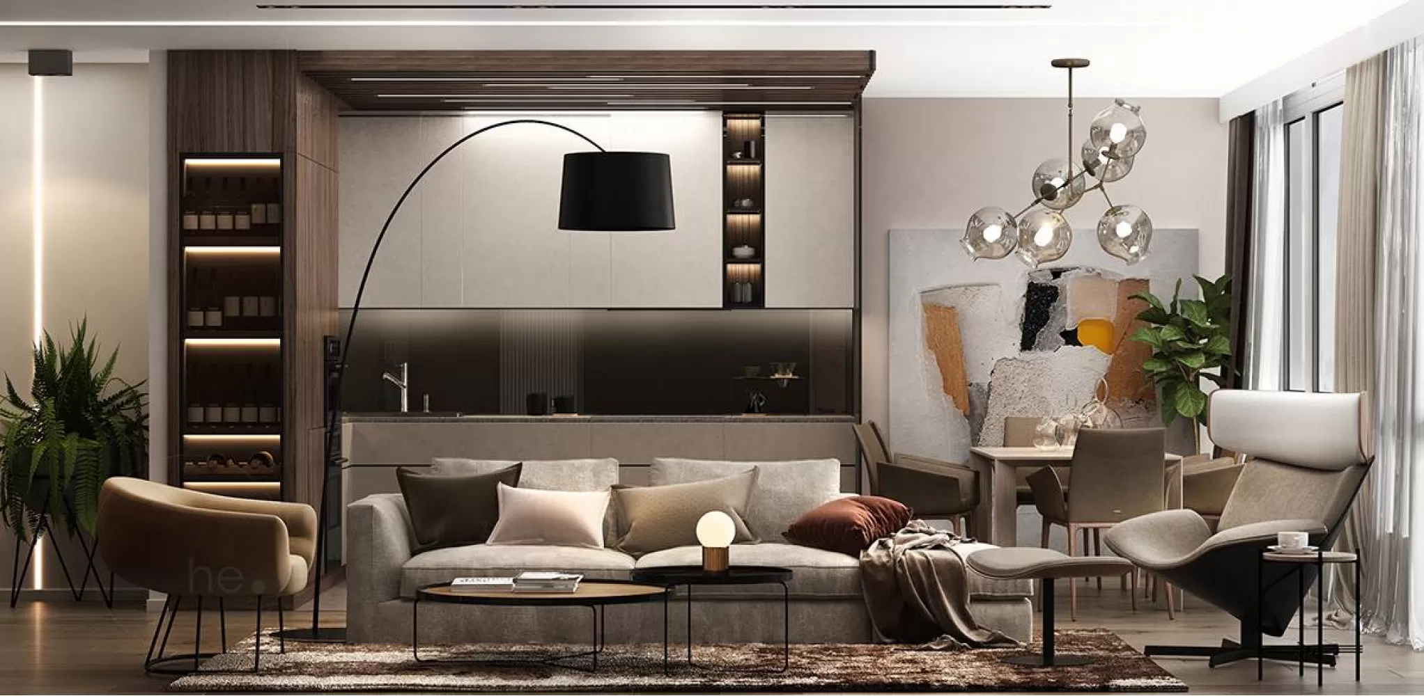 Гостиная — Дизайн-проект квартиры ЖК Hoffmann Haus — 100 м.кв — He. D Creative Group