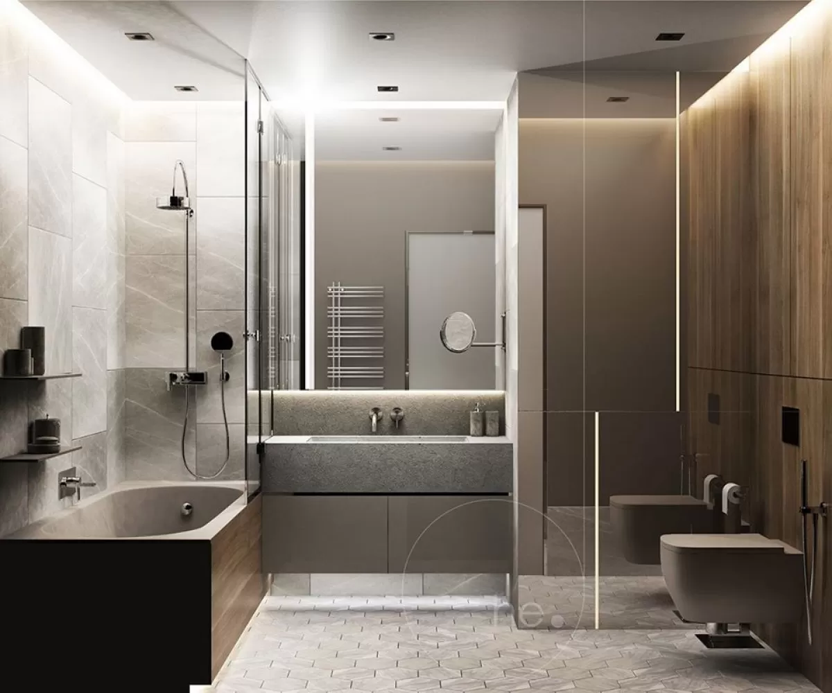 Санвузол - Дизайн-проект квартири ЖК Hoffmann Haus - 100 м.кв - He. D Creative Group
