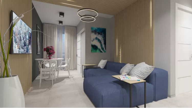 Вітальня в дизайн-проекті квартири-студії ЖК Славутич — InsideOut