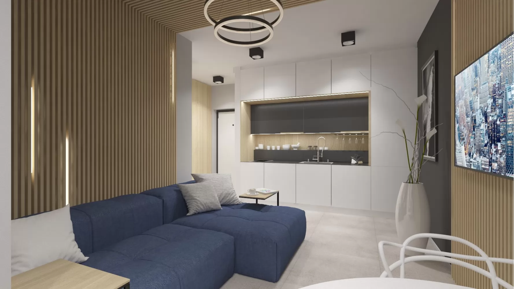 Вітальня в дизайн-проекті квартири-студії ЖК Славутич — InsideOut