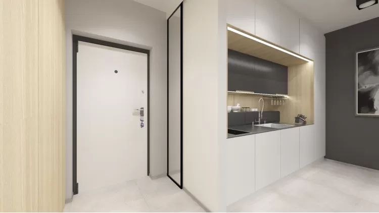 Передпокій у дизайн-проекті квартири-студії ЖК Славутич — InsideOut