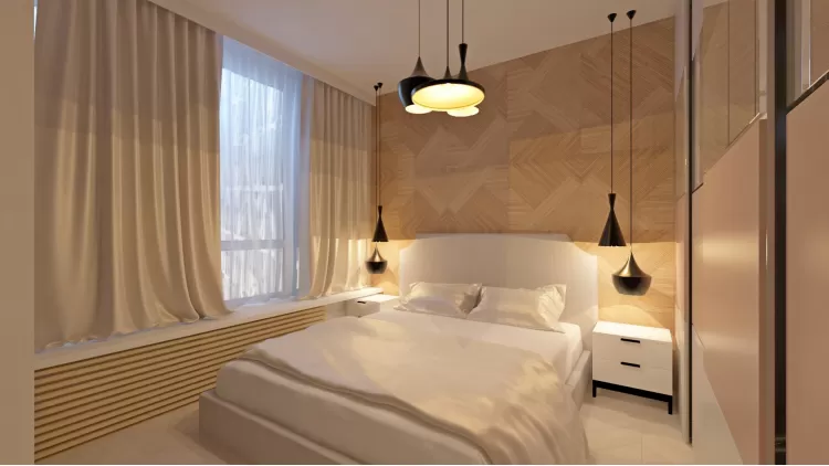 Спальня в дизайн-проекте квартиры-студии ЖК Славутич — InsideOut