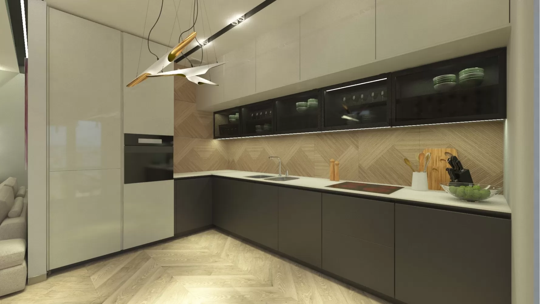Кухня в дизайн-проекті 2-кімнатної квартири ЖК Ярославів Град — InsideOut