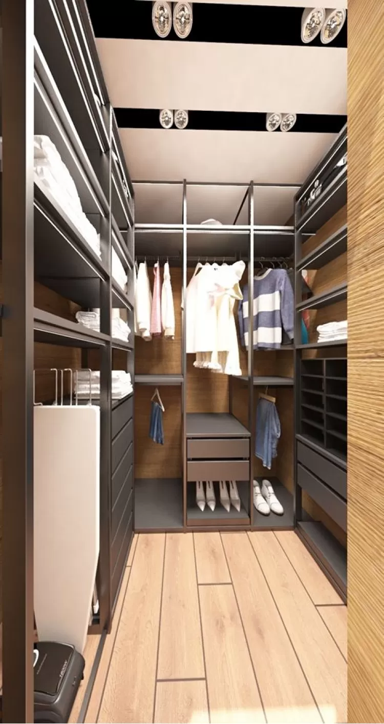 Гардеробна в дизайн-проекті квартири-студії ЖК Зарічний — InsideOut