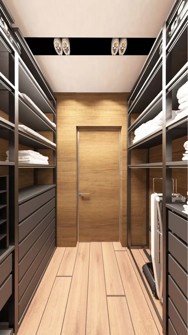Гардеробна в дизайн-проекті квартири-студії ЖК Зарічний — InsideOut