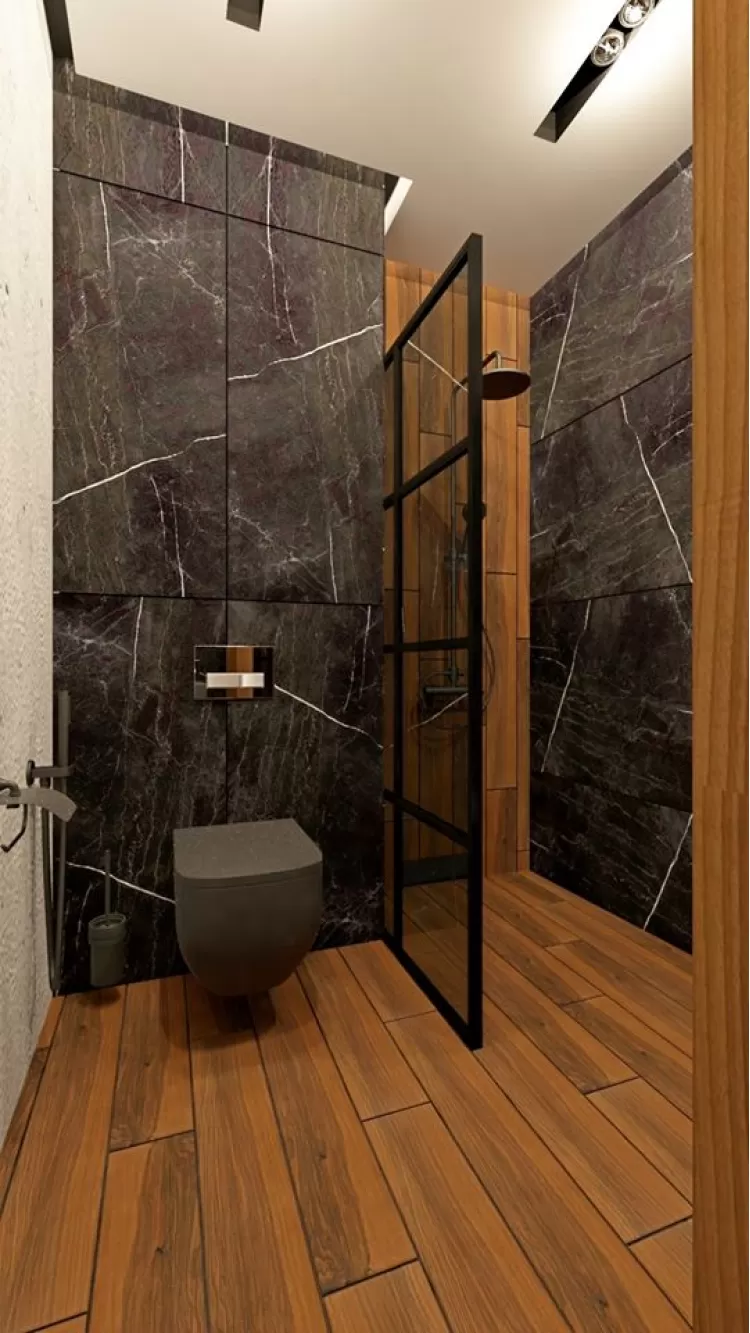 Санвузол в дизайн-проекті квартири-студії ЖК Зарічний — InsideOut