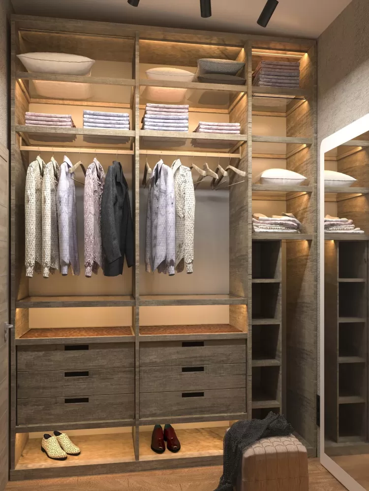 Гардеробна - Дизайн-проект приватного будинку в стилі лофт, 200 м. кв - студія дизайну Inerior12