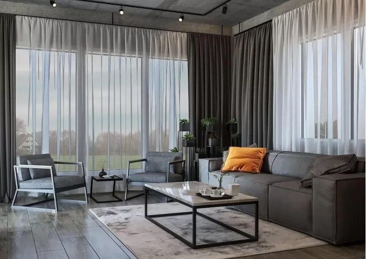 Гостиная — Дизайн-проект частного дома в стиле лофт, 200 м. кв — студия дизайна Inerior12