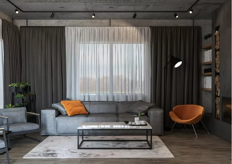 Гостиная — Дизайн-проект частного дома в стиле лофт, 200 м. кв — студия дизайна Inerior12